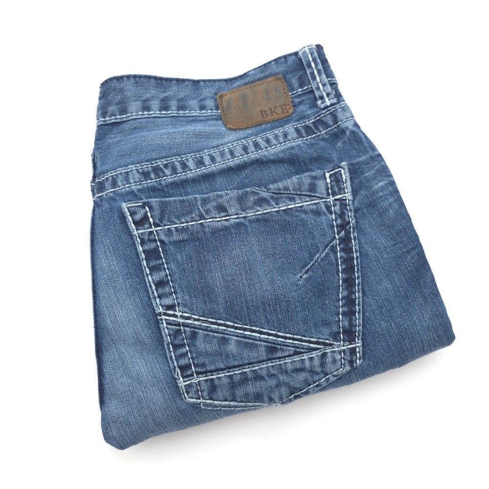 BKE Jake Straight Leg Jeans Mens 34R 34X31 Medium Wash Stitch Denim